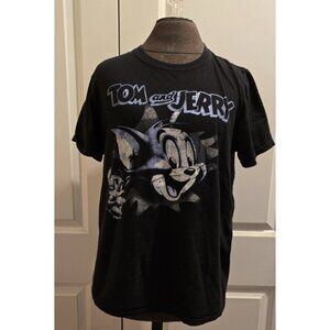 Vintage Men's Tom & Jerry Crewneck Short Sleeve Black Shirt Sz M